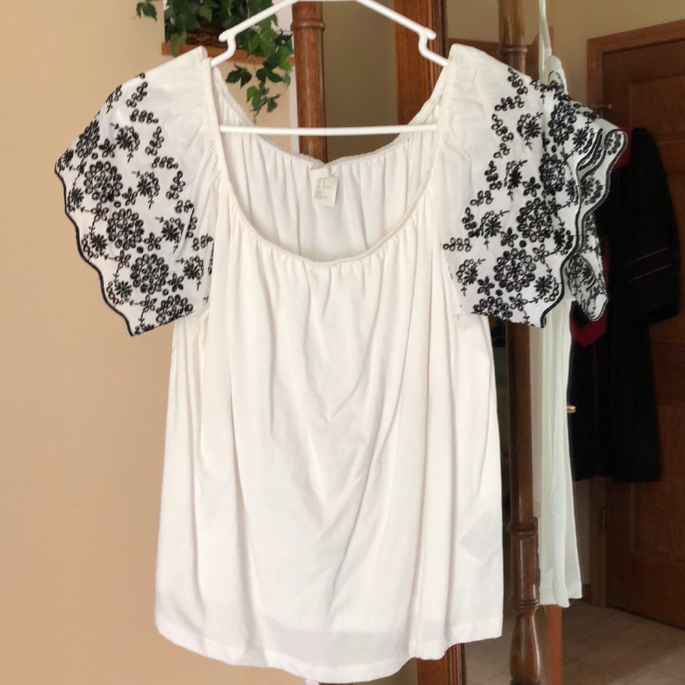 Off the Shoulder White Top with Eyelet Detailing